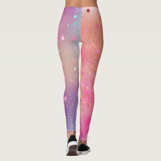 Moderne roze blauwe sprankeling leggings (Achterkant)