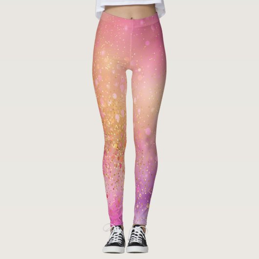 Moderne roze blauwe sprankeling leggings (Voorkant)