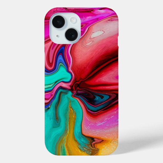  moderne Roze Blauwe Swirl Marmeren Waterverf Case-Mate iPhone Case (Achterkant)
