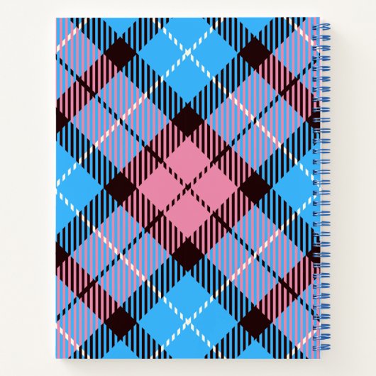 Moderne roze blauwe tonartan Jeans Monogram Script Notitieboek (Achterkant)