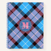 Moderne roze blauwe tonartan Jeans Monogram Script Notitieboek (Voorkant)