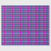 Moderne roze blauwe vlecht patroon, roze harten cadeaupapier (Vlak)