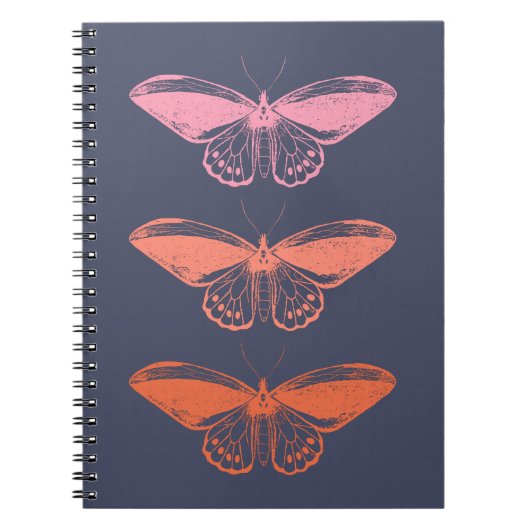Moderne  Roze Blauwe Vlinder Illustratie Notitieboek (Voorkant)