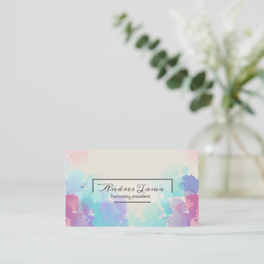 Moderne roze blauwe Waterverf Visitekaartje (Staand voorkant)