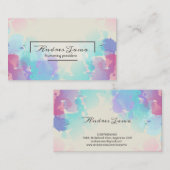 Moderne roze blauwe Waterverf Visitekaartje (Voorkant / Achterkant)