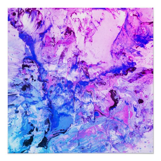Moderne roze blauwe witte tony Abstracte kunst Perfect Poster (Voorkant)