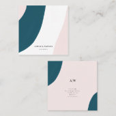 Moderne roze, Blauwgroen en witte penseelstreken Vierkante Visitekaartje (Voorkant / Achterkant)