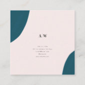 Moderne roze, Blauwgroen en witte penseelstreken Vierkante Visitekaartje (Achterkant)