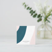 Moderne roze, Blauwgroen en witte penseelstreken Vierkante Visitekaartje (Staand voorkant)