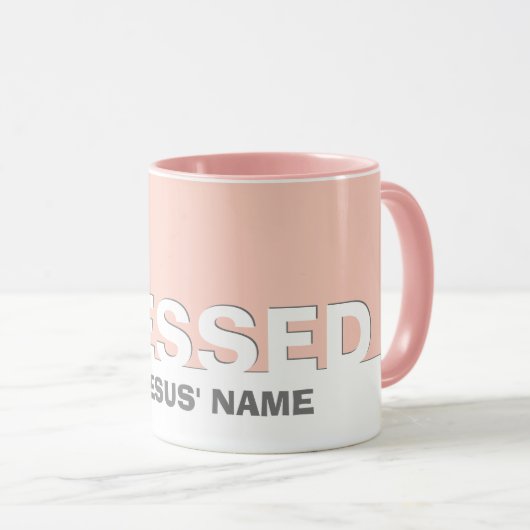 Moderne roze BLESSEN in Jezus' naam Christelijke M Mok (Voorkant rechts)