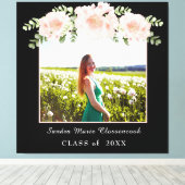 Moderne, roze bloem afstuderen klasse 2021 canvas afdruk (Insitu (Houten vloer))