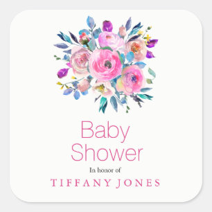 Moderne roze bloem Baby shower Sticker