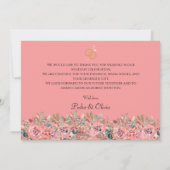 Moderne roze bloem bruiloft bedankkaart (Achterkant)