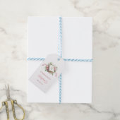 Moderne Roze Bloem Doop Cadeaulabel (Met Touw)