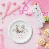 Moderne roze bloem doop papieren bord (Feest)