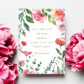 Moderne Roze Bloem Foto Bruiloft Save the Date Kaart