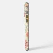Moderne Roze Bloem Glitter Chic Gepersonaliseerde iPhone Hoesje (Linkerkant)