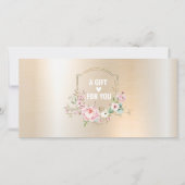 Moderne Roze Bloem Gouden Cadeaubon (Voorkant)