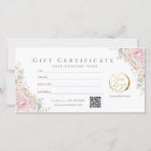 Moderne Roze Bloem Gouden Cadeaubon (Achterkant)