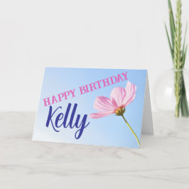 MODERNE ROZE BLOEM HAPPY BIRTHDAY KAART