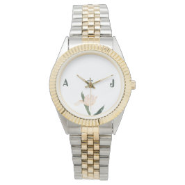 Moderne roze bloem horloge