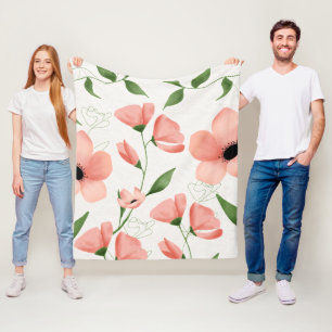 Moderne Roze Bloem Personaliseerbaar Fleece Deken