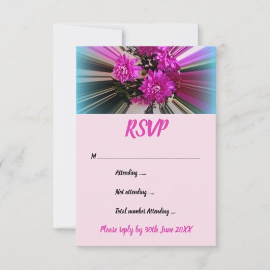 Moderne Roze Bloem Streep RSVP Kaart (Voorkant)