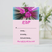 Moderne Roze Bloem Streep RSVP Kaart (Staand voorkant)