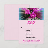 Moderne Roze Bloem Streep RSVP Kaart (Voorkant / Achterkant)