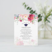 Moderne Roze Bloemen 2025 Afstudeerfeest Uitnodiging Briefkaart (Staand voorkant)