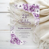Moderne Roze Bloemen 21ste Verjaardagsfeest Acryl Uitnodigingen
