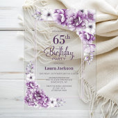 Moderne Roze Bloemen 65e Verjaardagsfeest Acryl Uitnodigingen