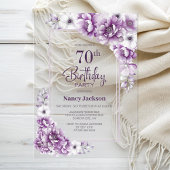 Moderne Roze Bloemen 70e Verjaardagsfeest Acryl Uitnodigingen