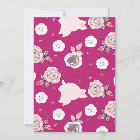 Moderne  roze bloemen Afstuderen uitnodiging (Achterkant)