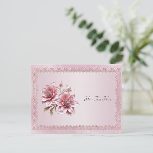 Moderne Roze Bloemen Ansichtkaart Briefkaart (Staand voorkant)