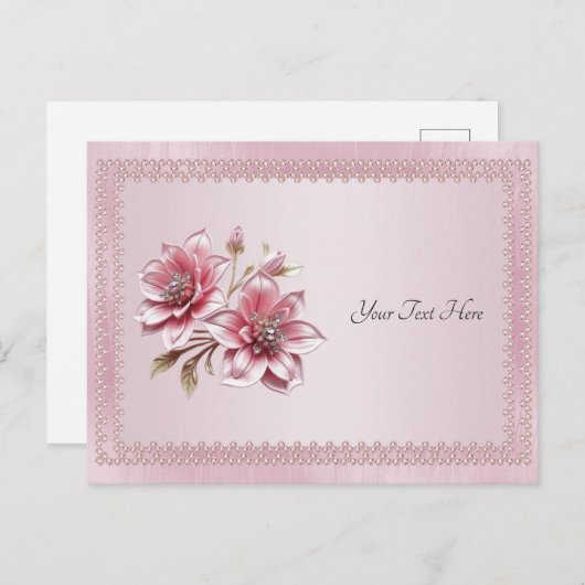 Moderne Roze Bloemen Ansichtkaart Briefkaart (Voorkant / Achterkant)