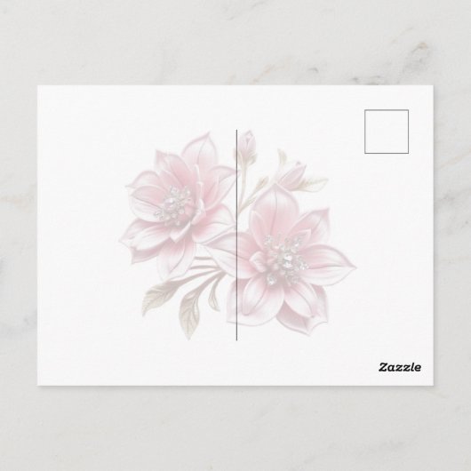 Moderne Roze Bloemen Ansichtkaart Briefkaart (Achterkant)