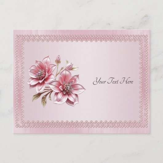 Moderne Roze Bloemen Ansichtkaart Briefkaart (Voorkant)