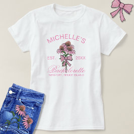 Moderne Roze Bloemen Bach Party Bachelorette T-shirt