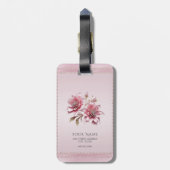 Moderne Roze Bloemen Bagage Label (Achterkant verticaal)