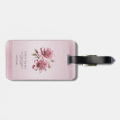 Moderne Roze Bloemen Bagage Label (Achterkant horizontaal)