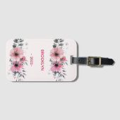 Moderne roze bloemen bagagelabel (Voorkant (horizontaal))