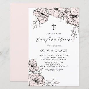 Moderne Roze Bloemen Bevestigingsuitnodiging