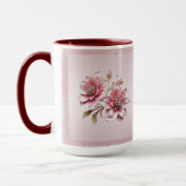 Moderne Roze Bloemen Bloempot Beker Mok (Links)
