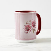 Moderne Roze Bloemen Bloempot Beker Mok (Voorkant rechts)
