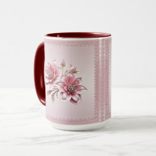 Moderne Roze Bloemen Bloempot Beker Mok