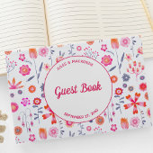 Moderne Roze Bloemen Boho Bruiloft Gastenboek