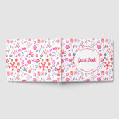 Moderne Roze Bloemen Boho Bruiloft Gastenboek (Volledig)