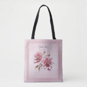 Moderne Roze Bloemen Boodschappentas Tote Bag (Voorkant)