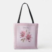 Moderne Roze Bloemen Boodschappentas Tote Bag (Achterkant)
